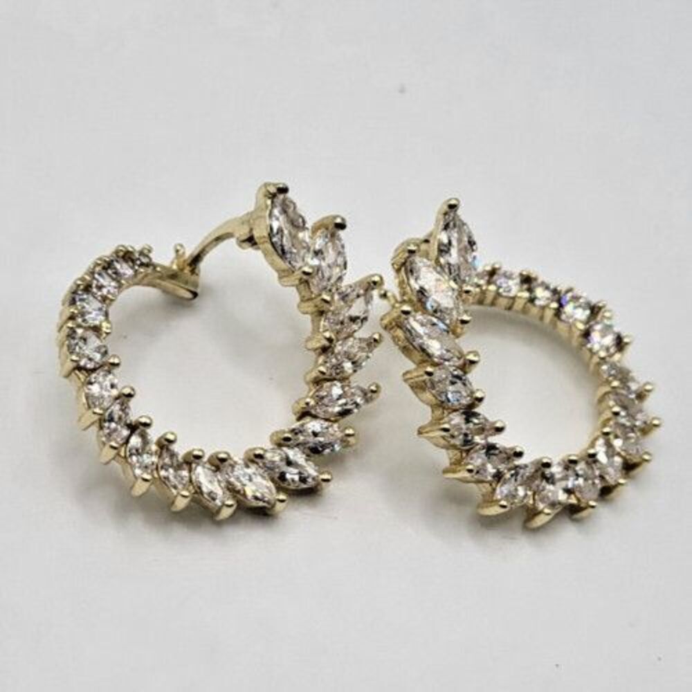 Rhinestone Hoop Earrings 1in